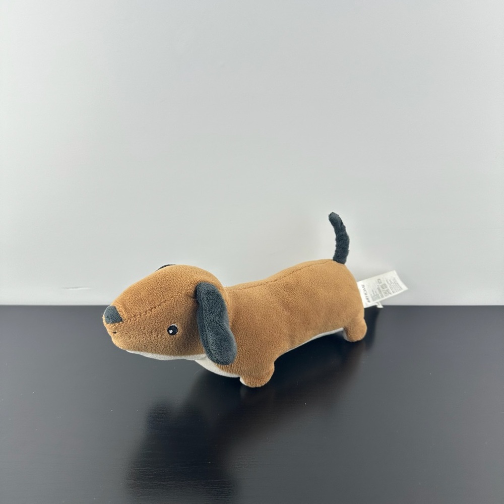 H&M Brown Dachshund Puppy 7.5” Soft Rattle Dog Plush Stuffed Animal